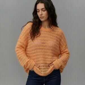 Pilcro Open-Stitch Pullover Sweater Orange Size Medium